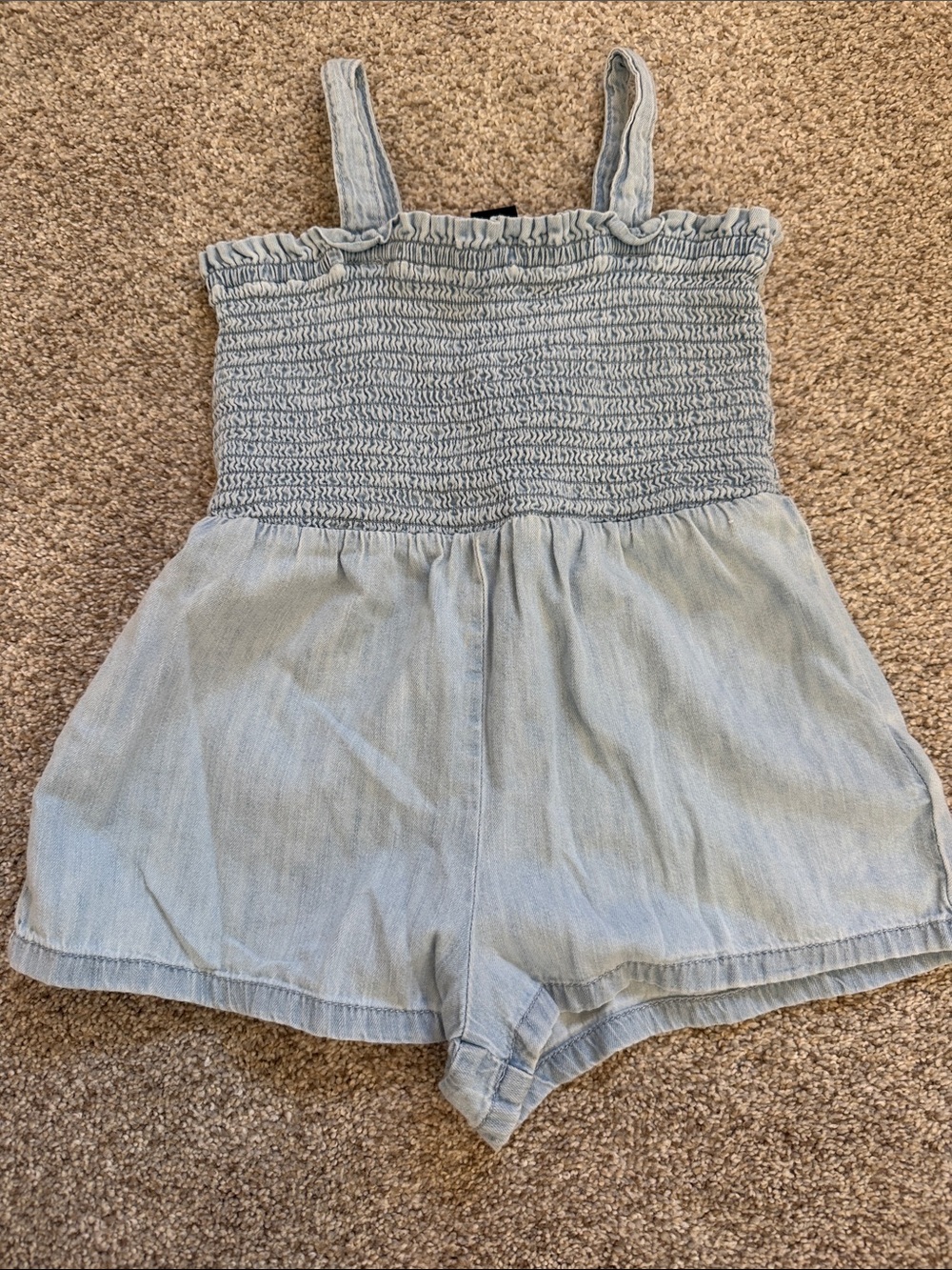 GAP Light Blue Smocked Chambray Romper
